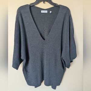 525 America Double Knit Low V Pocket Poncho, 100% Merino Wool, Gray (SIZE XS/S)
